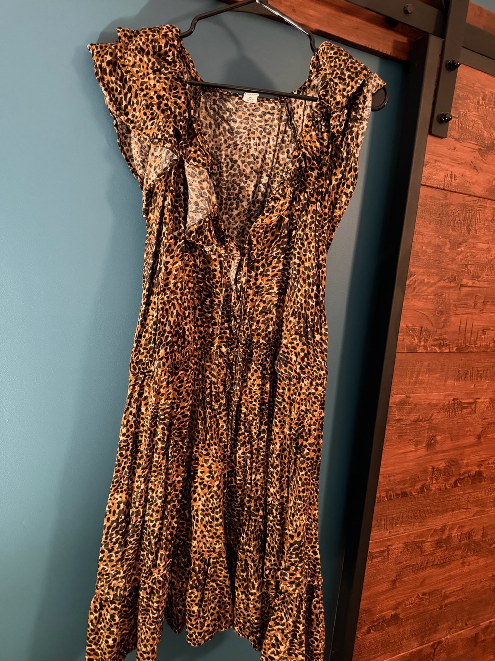Old Navy Leopard Print Ruffle Midi Dress - Brown, Black
